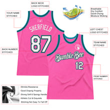 Laden Sie das Bild in den Galerie-Viewer, Custom Pink Black-Teal Authentic Throwback Basketball Jersey