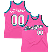Laden Sie das Bild in den Galerie-Viewer, Custom Pink Black-Teal Authentic Throwback Basketball Jersey