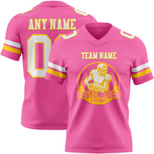 Загрузить изображение в средство просмотра галереи, Custom Pink White-Yellow Authentic Football Jersey