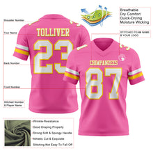 Загрузить изображение в средство просмотра галереи, Custom Pink White-Yellow Authentic Football Jersey