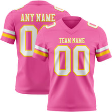 Загрузить изображение в средство просмотра галереи, Custom Pink White-Yellow Authentic Football Jersey