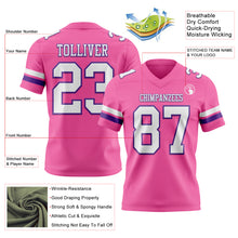 Загрузить изображение в средство просмотра галереи, Custom Pink White-Purple Authentic Football Jersey