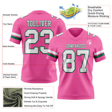Загрузить изображение в средство просмотра галереи, Custom Pink White-Kelly Green Authentic Football Jersey