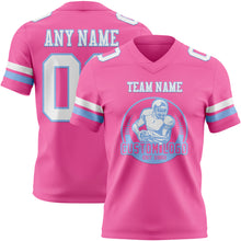 Загрузить изображение в средство просмотра галереи, Custom Pink White-Light Blue Authentic Football Jersey