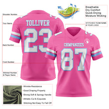 Загрузить изображение в средство просмотра галереи, Custom Pink White-Light Blue Authentic Football Jersey