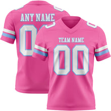 Загрузить изображение в средство просмотра галереи, Custom Pink White-Light Blue Authentic Football Jersey