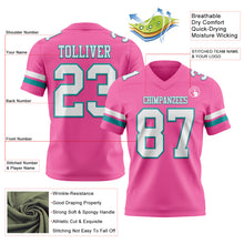 Загрузить изображение в средство просмотра галереи, Custom Pink White-Teal Authentic Football Jersey
