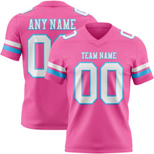 Загрузить изображение в средство просмотра галереи, Custom Pink White-Sky Blue Authentic Football Jersey