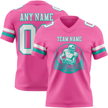 Загрузить изображение в средство просмотра галереи, Custom Pink White-Aqua Authentic Football Jersey