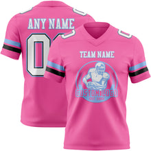 Загрузить изображение в средство просмотра галереи, Custom Pink White Black-Light Blue Authentic Football Jersey