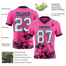 Laden Sie das Bild in den Galerie-Viewer, Custom Pink White Black-Lakes Blue 3D Pattern Splash Authentic Football Jersey