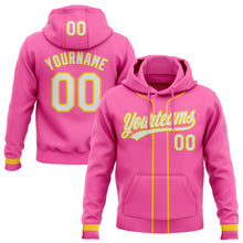 Load image into Gallery viewer, Custom Stitched Pink White-Yellow Baseball Pullover Sweatshirt Hoodie