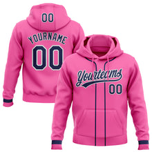 Load image into Gallery viewer, Custom Stitched Pink Navy-White Baseball Pullover Sweatshirt Hoodie