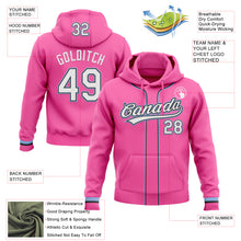 Load image into Gallery viewer, Custom Stitched Pink White Light Blue-Black Baseball Pullover Sweatshirt Hoodie