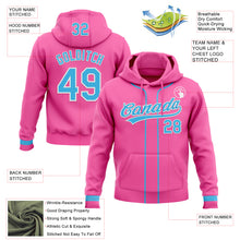Load image into Gallery viewer, Custom Stitched Pink Sky Blue-White Baseball Pullover Sweatshirt Hoodie