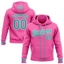 Load image into Gallery viewer, Custom Stitched Pink Aqua-White Baseball Pullover Sweatshirt Hoodie