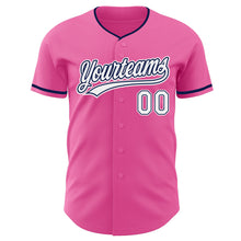 Laden Sie das Bild in den Galerie-Viewer, Custom Pink White-Navy Authentic Baseball Jersey