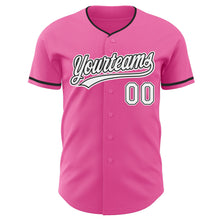 Load image into Gallery viewer, Custom Pink White-Black Authentic Baseball Jersey