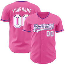 Charger l'image dans la galerie, Custom Pink White-Purple Authentic Baseball Jersey
