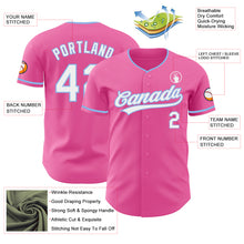 Load image into Gallery viewer, Custom Pink White-Light Blue Authentic Baseball Jersey