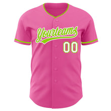Load image into Gallery viewer, Custom Pink Neon Green Black-White Authentic Baseball Jersey