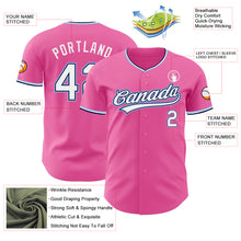 Charger l'image dans la galerie, Custom Pink White Navy-Light Blue Authentic Baseball Jersey