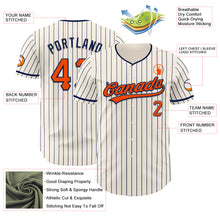 Charger l'image dans la galerie, Custom Cream Navy Pinstripe Orange-Navy Authentic Baseball Jersey