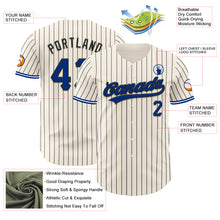 Load image into Gallery viewer, Custom Cream Black Pinstripe Royal Black-White Authentic Baseball Jersey