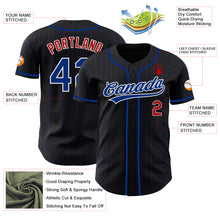 Load image into Gallery viewer, Custom Black Royal Pinstripe Royal Red-White Authentic Baseball Jersey