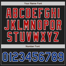 Load image into Gallery viewer, Custom Black Royal Pinstripe Royal Red-White Authentic Baseball Jersey