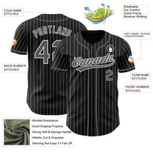 Load image into Gallery viewer, Custom Black White Pinstripe Steel Gray-White Authentic Baseball Jersey