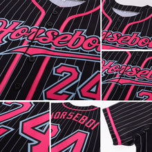 Charger l'image dans la galerie, Custom Black White Pinstripe Purple Teal-White Authentic Baseball Jersey