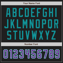 Charger l'image dans la galerie, Custom Black White Pinstripe Purple Teal-White Authentic Baseball Jersey