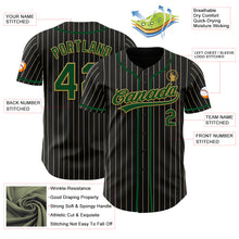 Загрузить изображение в средство просмотра галереи, Custom Black Cream Pinstripe Green-Old Gold Authentic Baseball Jersey