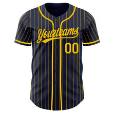 Charger l'image dans la galerie, Custom Navy Yellow Pinstripe Yellow Authentic Baseball Jersey