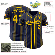 Charger l'image dans la galerie, Custom Navy Yellow Pinstripe Yellow Authentic Baseball Jersey
