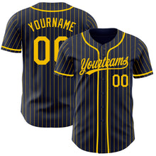 Charger l'image dans la galerie, Custom Navy Yellow Pinstripe Yellow Authentic Baseball Jersey