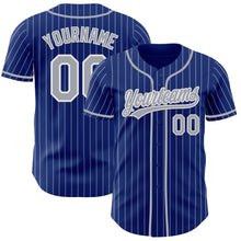 Charger l'image dans la galerie, Custom Royal White Pinstripe Gray-White Authentic Baseball Jersey