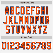 Laden Sie das Bild in den Galerie-Viewer, Custom White Navy Pinstripe Orange-Navy Authentic Baseball Jersey