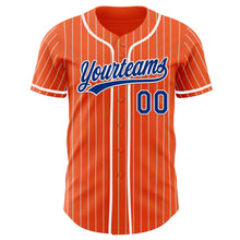 Laden Sie das Bild in den Galerie-Viewer, Custom Orange White Pinstripe Royal-White Authentic Baseball Jersey