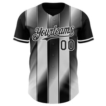 Laden Sie das Bild in den Galerie-Viewer, Custom Black-White Gradient Classic Vertical Stripe Authentic Baseball Jersey