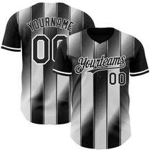 Laden Sie das Bild in den Galerie-Viewer, Custom Black-White Gradient Classic Vertical Stripe Authentic Baseball Jersey