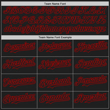 Laden Sie das Bild in den Galerie-Viewer, Custom Black-Red Gradient Classic Vertical Stripe Authentic Baseball Jersey