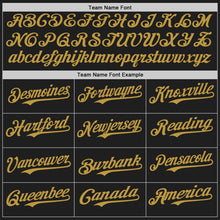 Charger l'image dans la galerie, Custom Black Old Gold-Red Gradient Classic Vertical Stripe Authentic Baseball Jersey