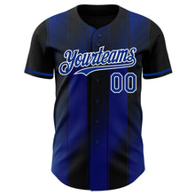 Загрузить изображение в средство просмотра галереи, Custom Black Royal-White Gradient Classic Vertical Stripe Authentic Baseball Jersey