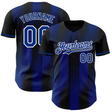 Загрузить изображение в средство просмотра галереи, Custom Black Royal-White Gradient Classic Vertical Stripe Authentic Baseball Jersey