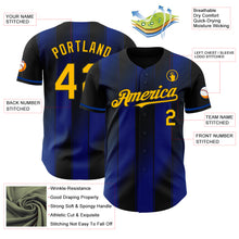 Laden Sie das Bild in den Galerie-Viewer, Custom Black Gold-Royal Gradient Classic Vertical Stripe Authentic Baseball Jersey
