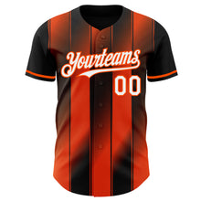 Загрузить изображение в средство просмотра галереи, Custom Black White-Orange Gradient Classic Vertical Stripe Authentic Baseball Jersey