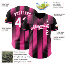 Load image into Gallery viewer, Custom Black White-Pink Gradient Classic Vertical Stripe Authentic Baseball Jersey