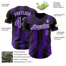 Load image into Gallery viewer, Custom Black Purple-White Gradient Classic Vertical Stripe Authentic Baseball Jersey